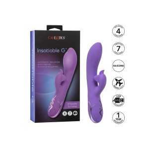 Inflatable G-Flutt Rabbit Rechargeable Silicone Vibrator - Purple