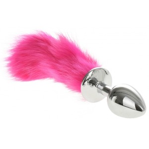 Anal Stopper Alicia Medium Metallic Silver / Fuchsia - 8.1 Cm