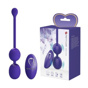 Willie Youth USB Rechargeable Silicone Kegel Balls, Remote Control, 12 Vibrating Modes - Violet