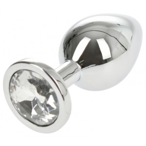 Metallic Buttplug Anal Stop Large Silver / Clear