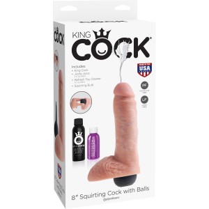 King Cock 8" Squirting Cock w/ Balls-Flesh