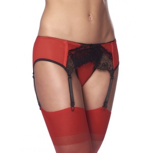 RIMBA - Suspenderbelt With G-String & Stockings Red/Black-O/S