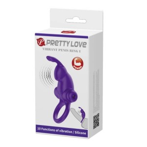 Vibrating Silicone Penis Ring 10 functions of Vibration-Purple