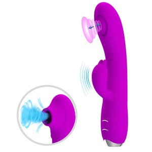 Pretty Love Regina Rechargeable Rabbit Silicone Vibrator - Purple