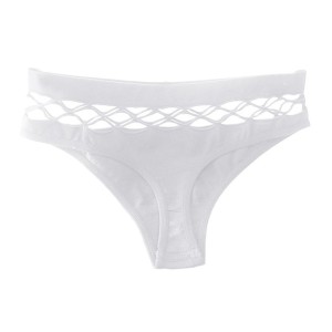 High Waist Elastic Thong Bikini, White