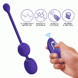 Willie Youth USB Rechargeable Silicone Kegel Balls, Remote Control, 12 Vibrating Modes - Violet