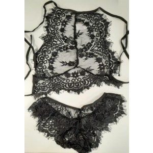 Set 2 Pieces Lingerie All Lace On Me - Black