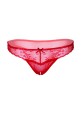 Crotchless floral lace string-Red