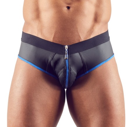 Bikini Jock with Zipper, Black/Blue