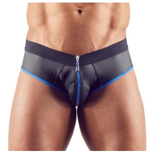 Bikini Jock with Zipper, Black/Blue