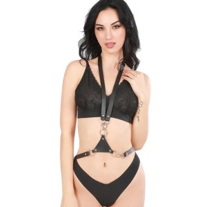 Ecological Leather Harness Sexy Look Black - O/S