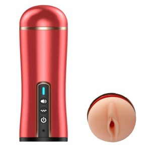 Cup Pussy Masturbator, 10 Vibration Modes, USB Rechargeable - Red