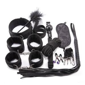 BDSM Naughty Pleasure Set, 10 Piece - Black