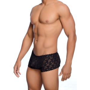 Rose Lace Boy Short - Black