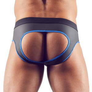 Bikini Jock with Zipper, Black/Blue