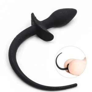 Anal Plug with Tail, Silicone - Black