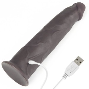 9.0" Dual Layered Platinum Silicone Rotator & Vibrating Rechargeable Cock - Brown