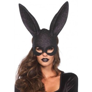 Leg Avenue Glitter Masquerade Rabbit Mask Black