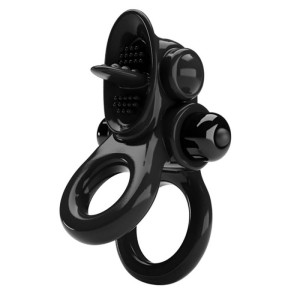 Pretty Love Passionate Vibrating Silicone Penis Ring - Black