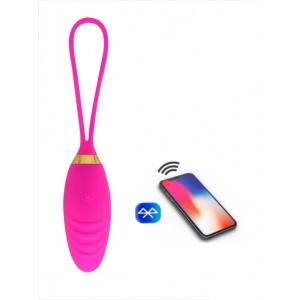 Or Silicone Vibrator Shiloh Bluetooth Control Free App, USB Rechargeable - Fuchsia