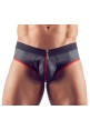 Bikini Jock with Zipper, Black/Red 